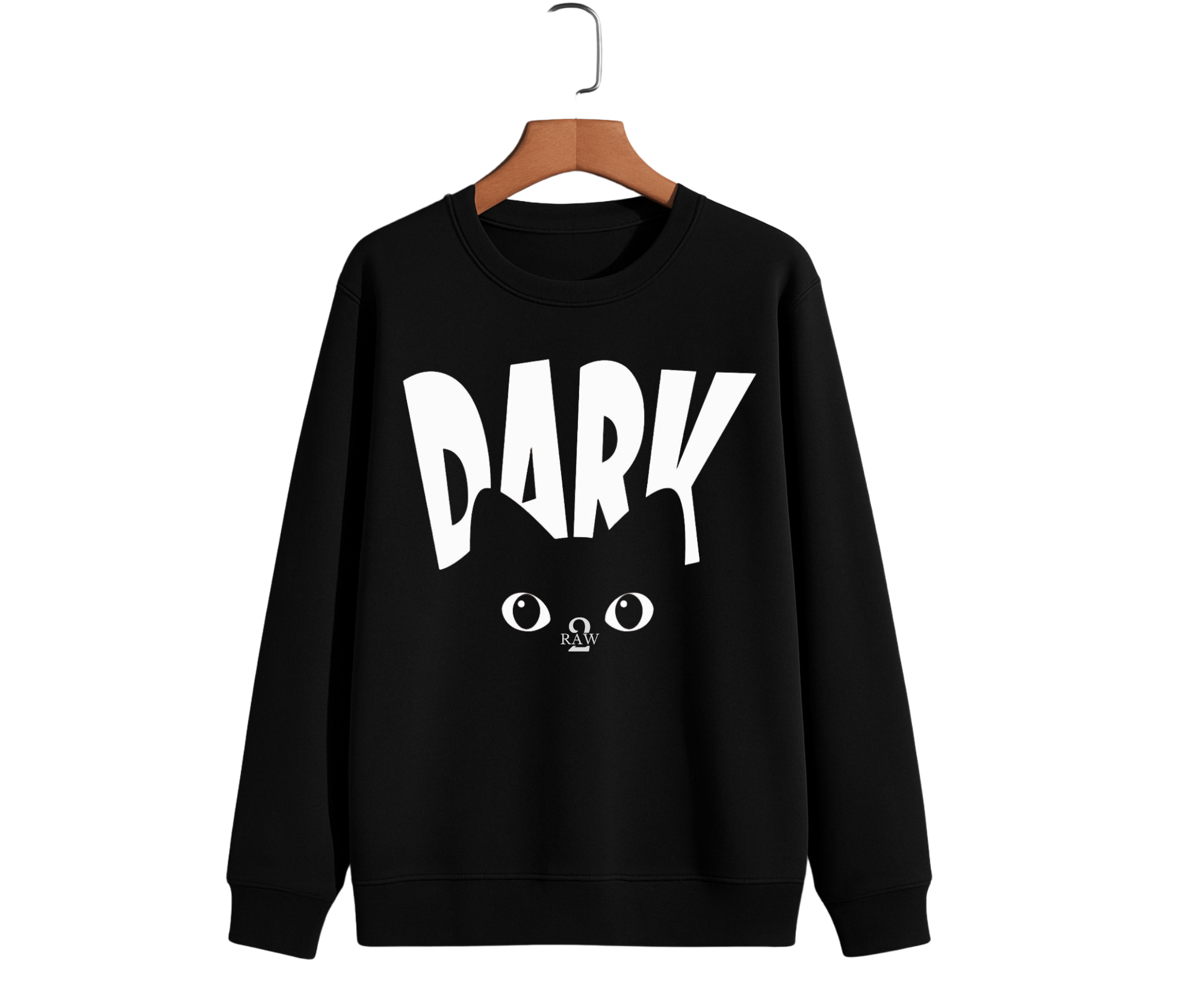 Minimalist Black Cat Eyes "DARK" Sweatshirt – Bold Streetwear Pullover