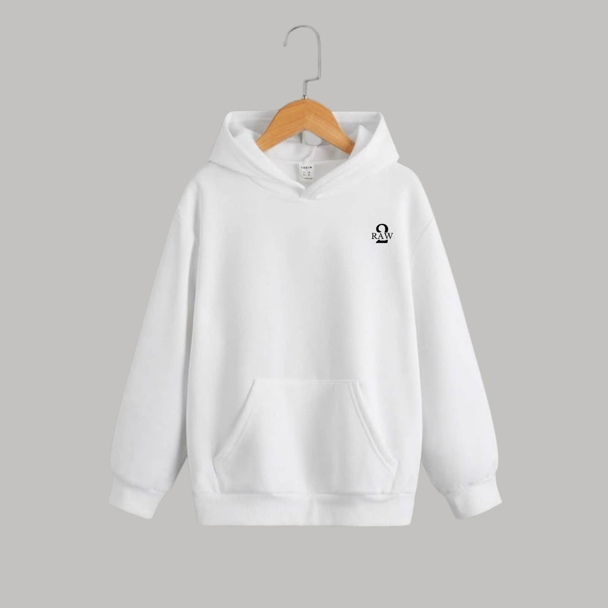 White RAW Hoodie – "CHILL OUT" Retro Graphic Back Print | Unisex Relaxed Fit Pullover