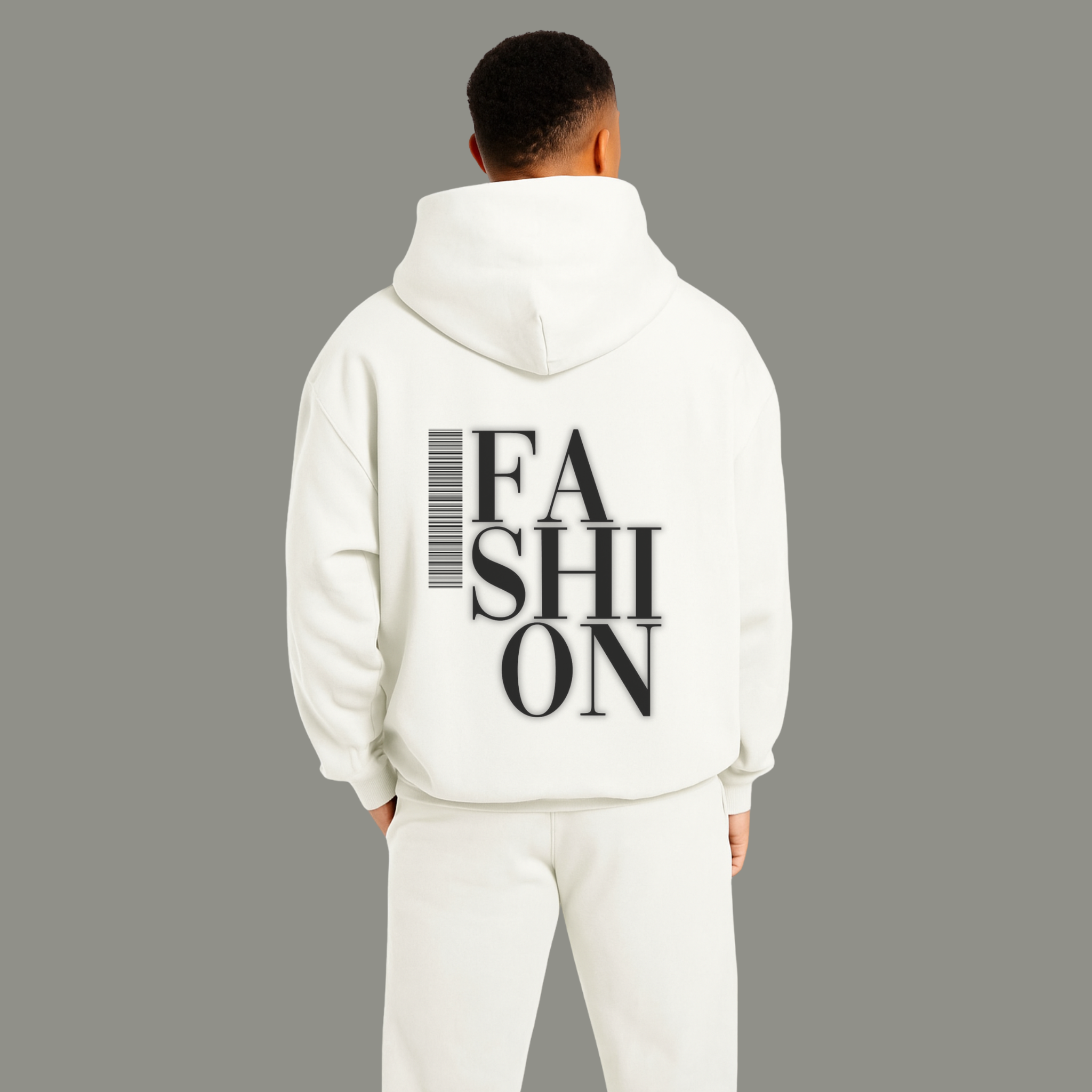Unisex White Hoodie with Minimalist Logo & Back Graphic