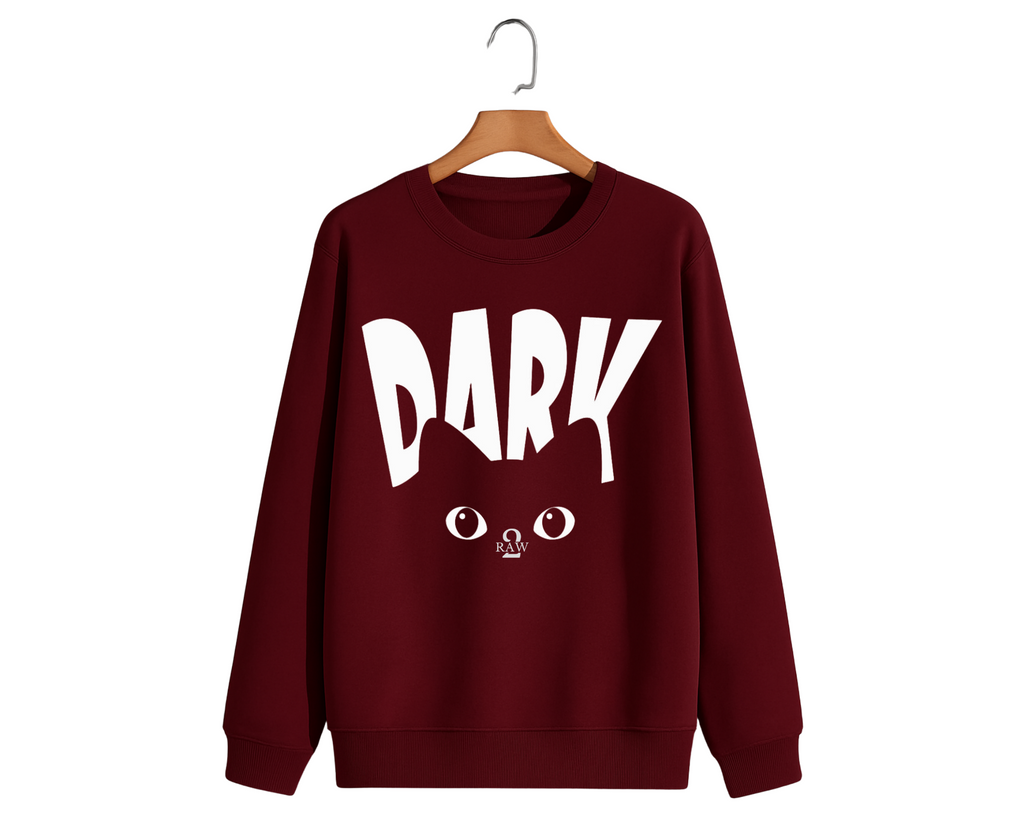 Minimalist Black Cat Eyes "DARK" Sweatshirt – Bold Streetwear Pullover