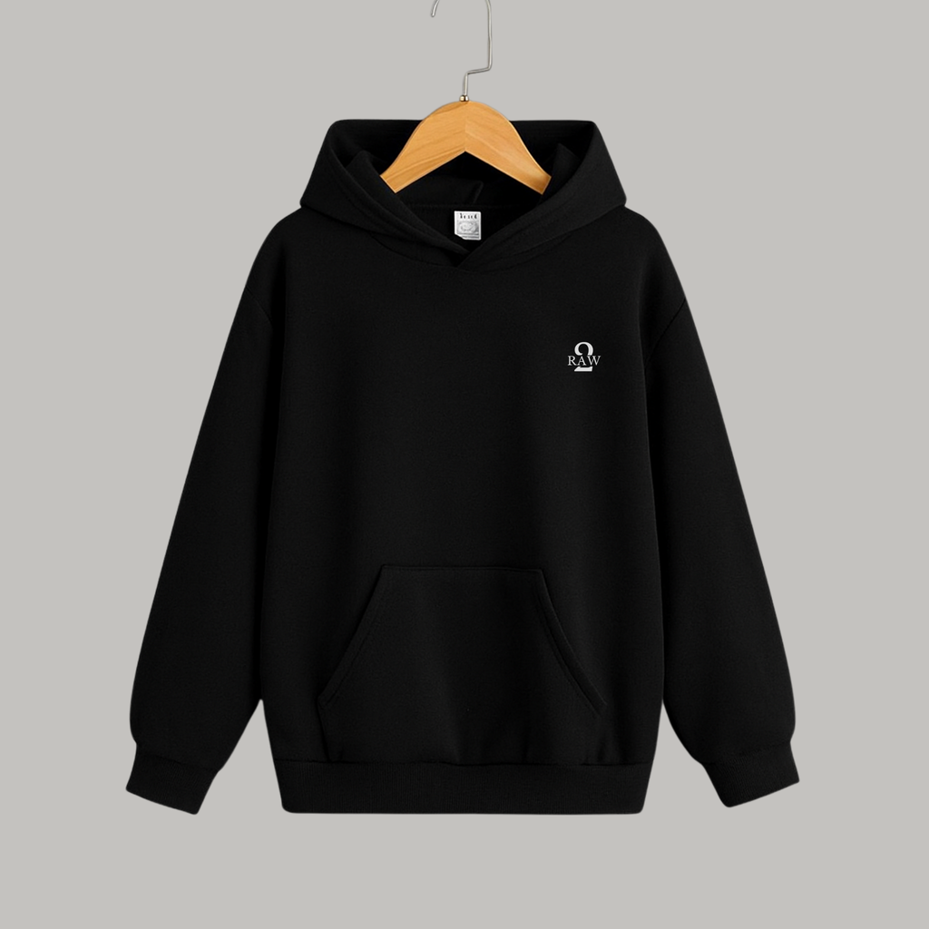 White RAW Hoodie – "CHILL OUT" Retro Graphic Back Print | Unisex Relaxed Fit Pullover