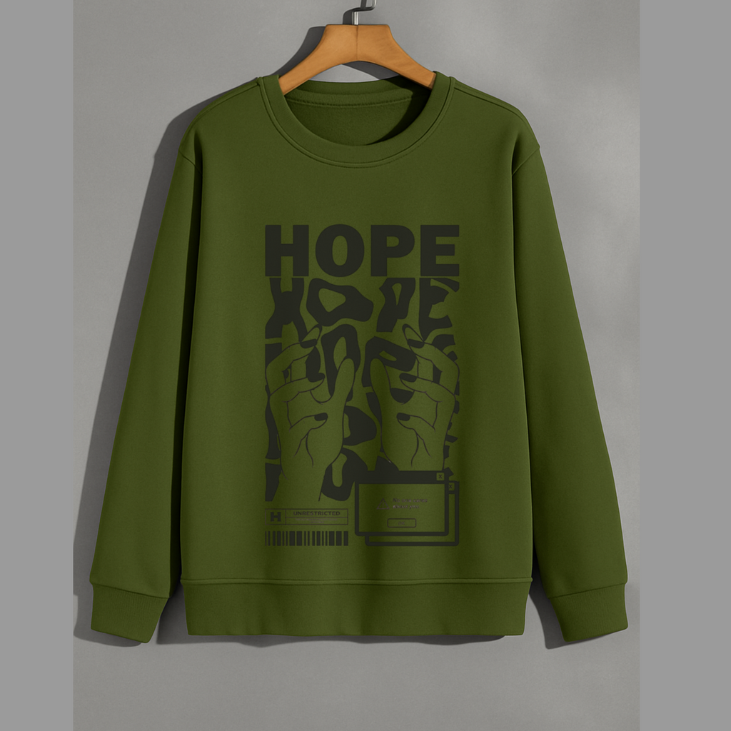 Streetwear Graphic Sweatshirt – “Hope” Artistic Hands Print