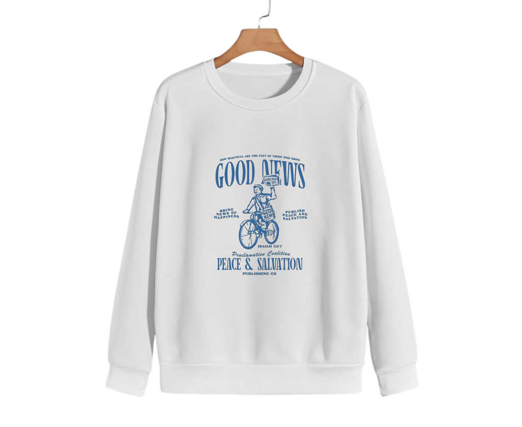 Vintage Graphic Sweatshirt – “Good News” Retro Newspaper Print