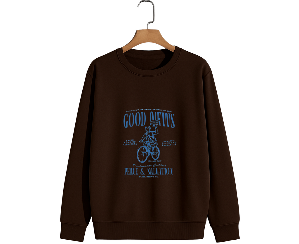 Vintage Graphic Sweatshirt – “Good News” Retro Newspaper Print