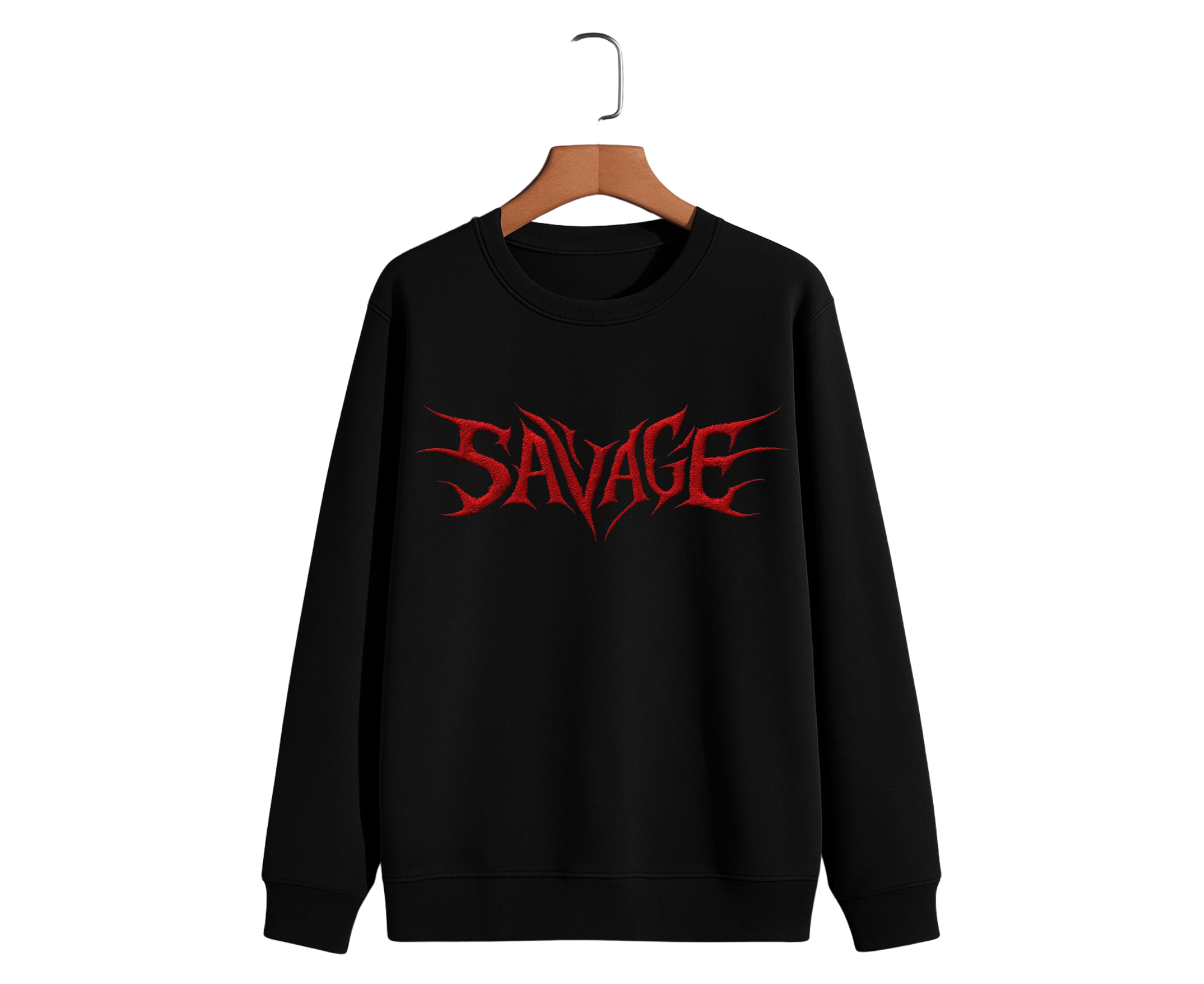 Streetwear Graphic Sweatshirt – “Savage” Bold Red Lettering