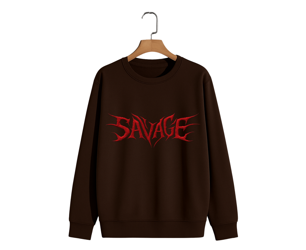 Streetwear Graphic Sweatshirt – “Savage” Bold Red Lettering