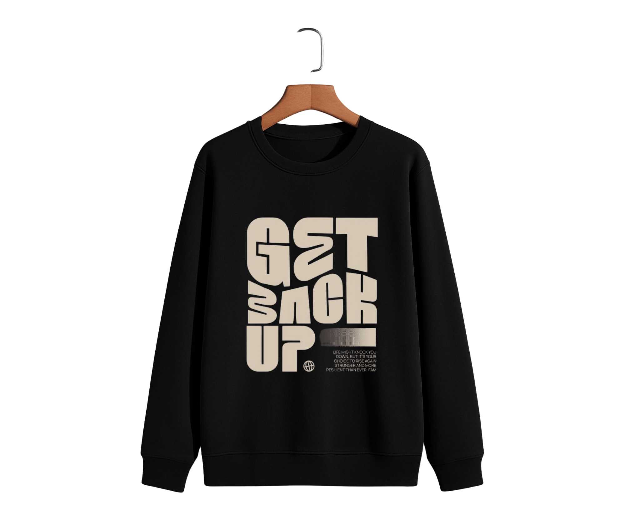Motivational Streetwear Sweatshirt – “Get Back Up” Bold Typography