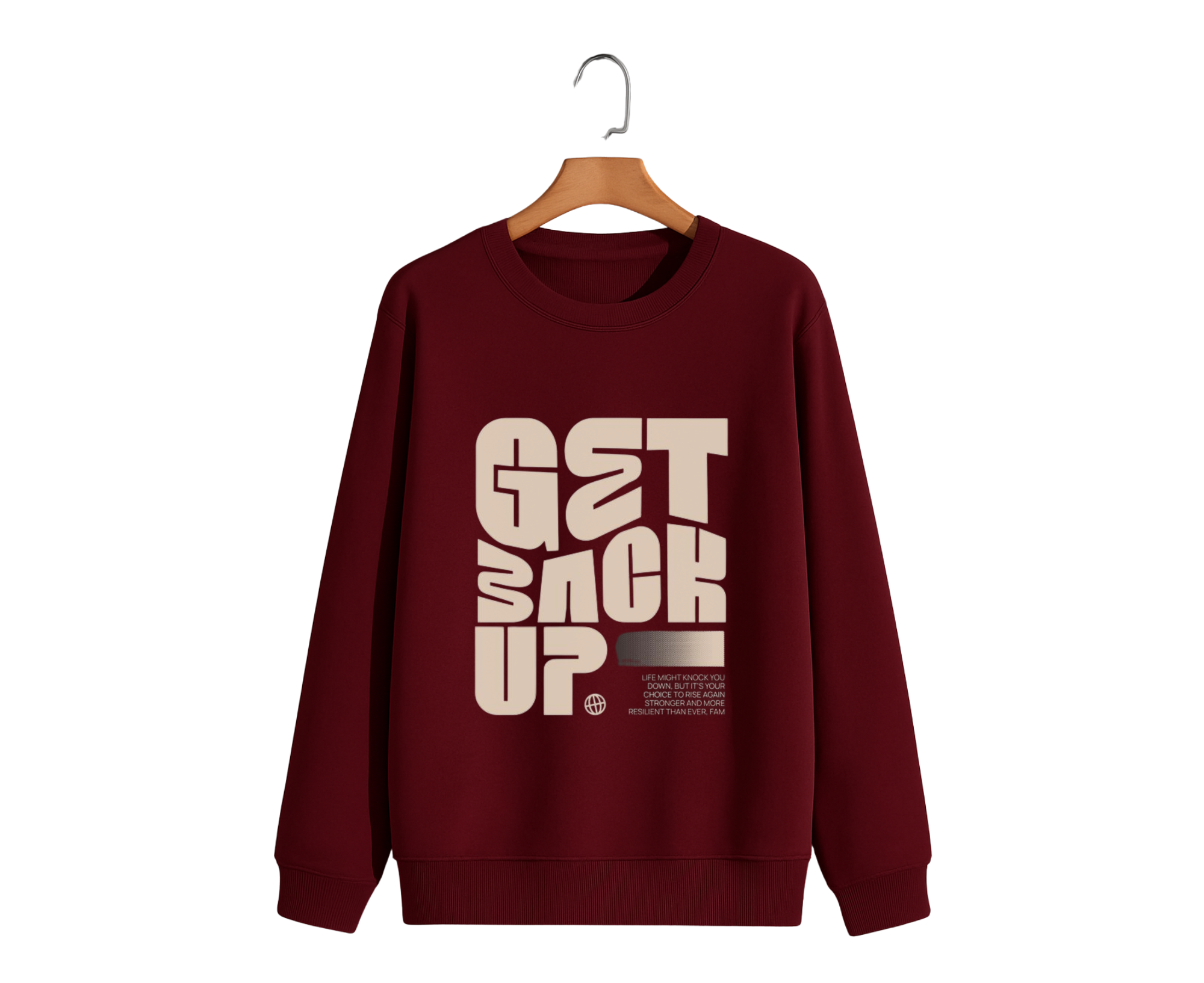 Motivational Streetwear Sweatshirt – “Get Back Up” Bold Typography