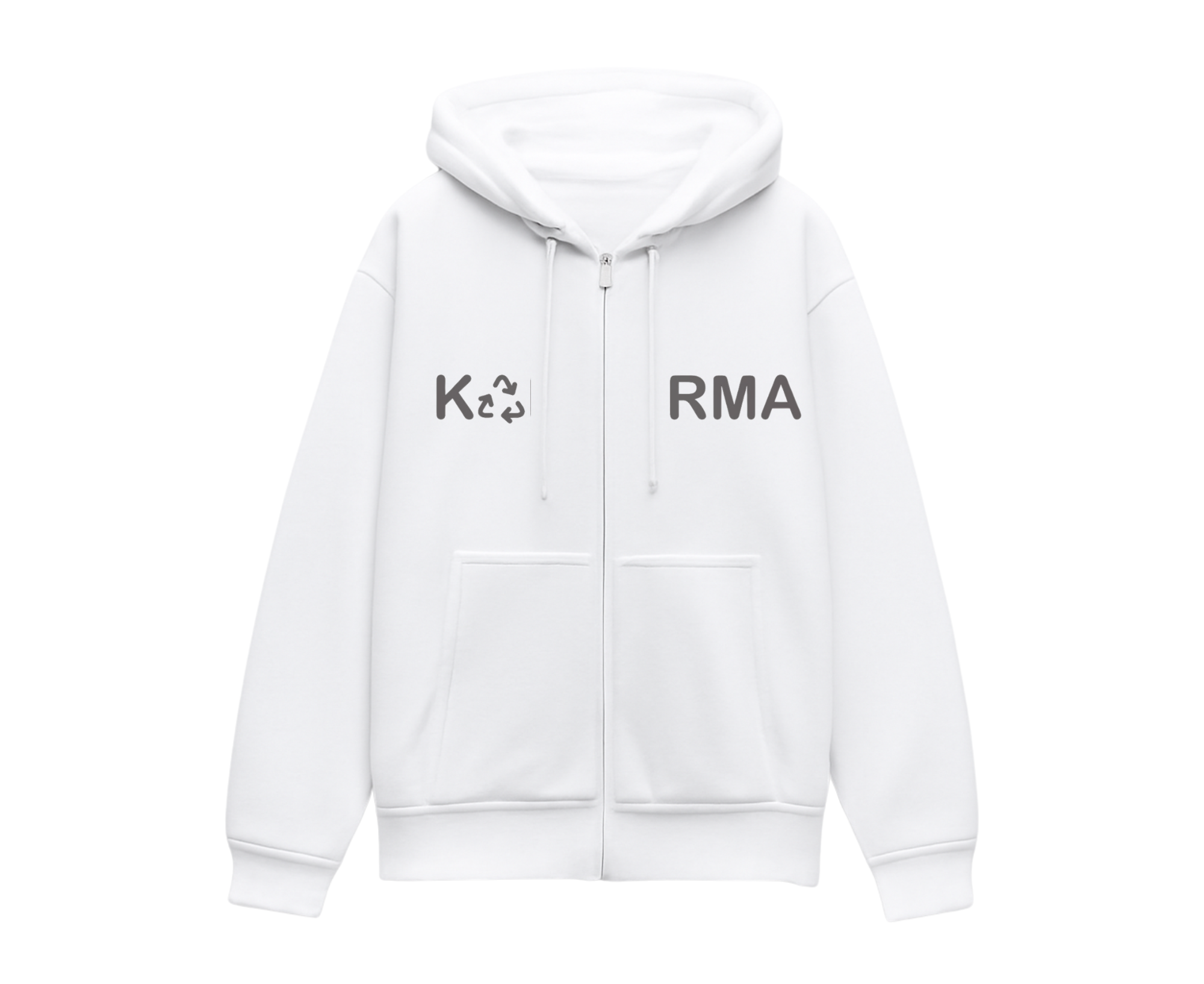 White “Karma Journey” Graphic Zip-Up Hoodie
