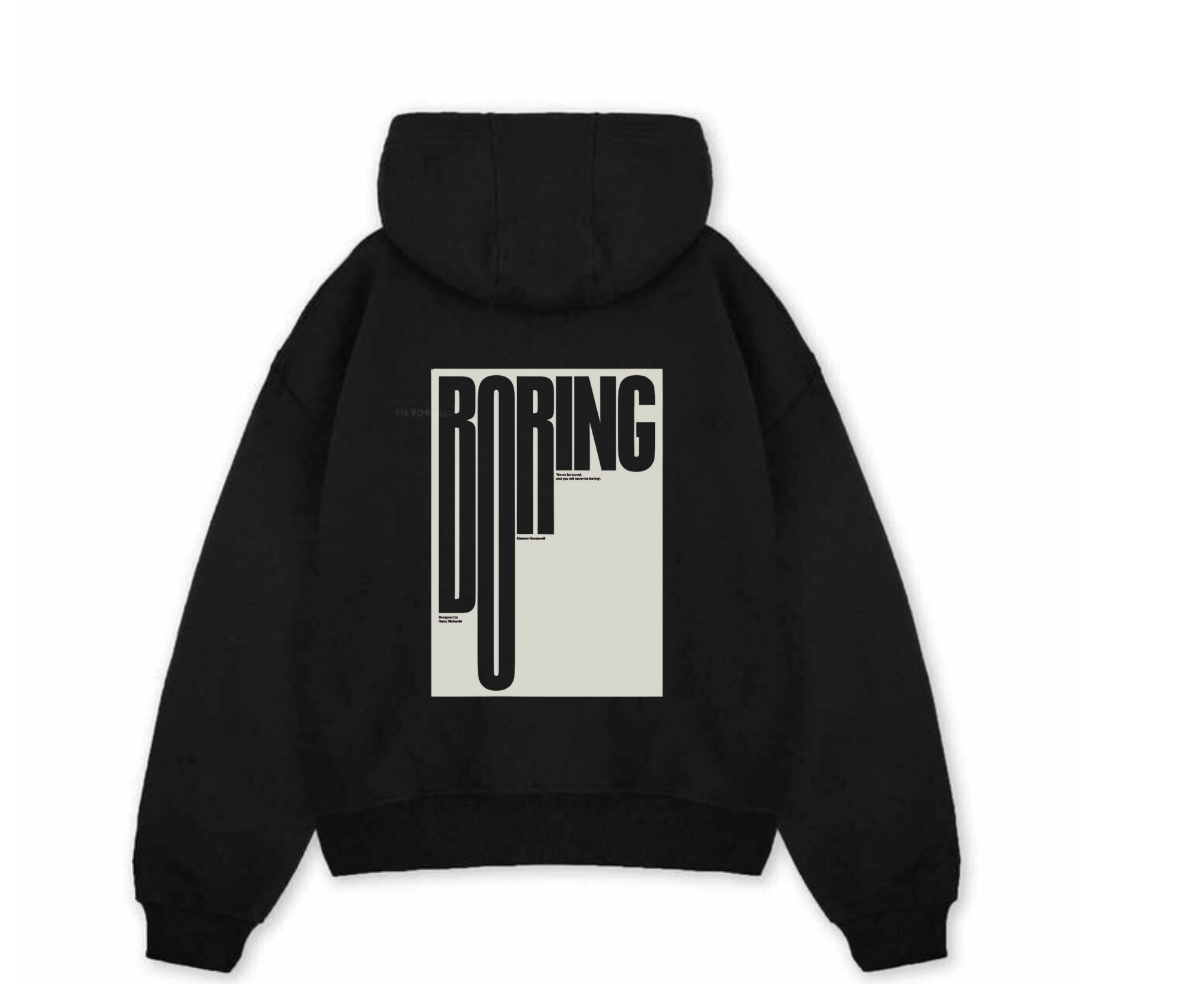 Streetwear Zip-Up Hoodie – “Boring” Back Print Design