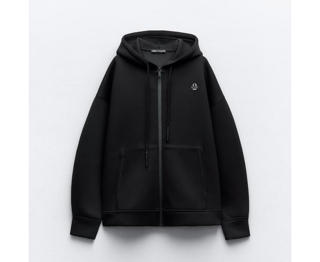 Streetwear Zip-Up Hoodie – “Boring” Back Print Design