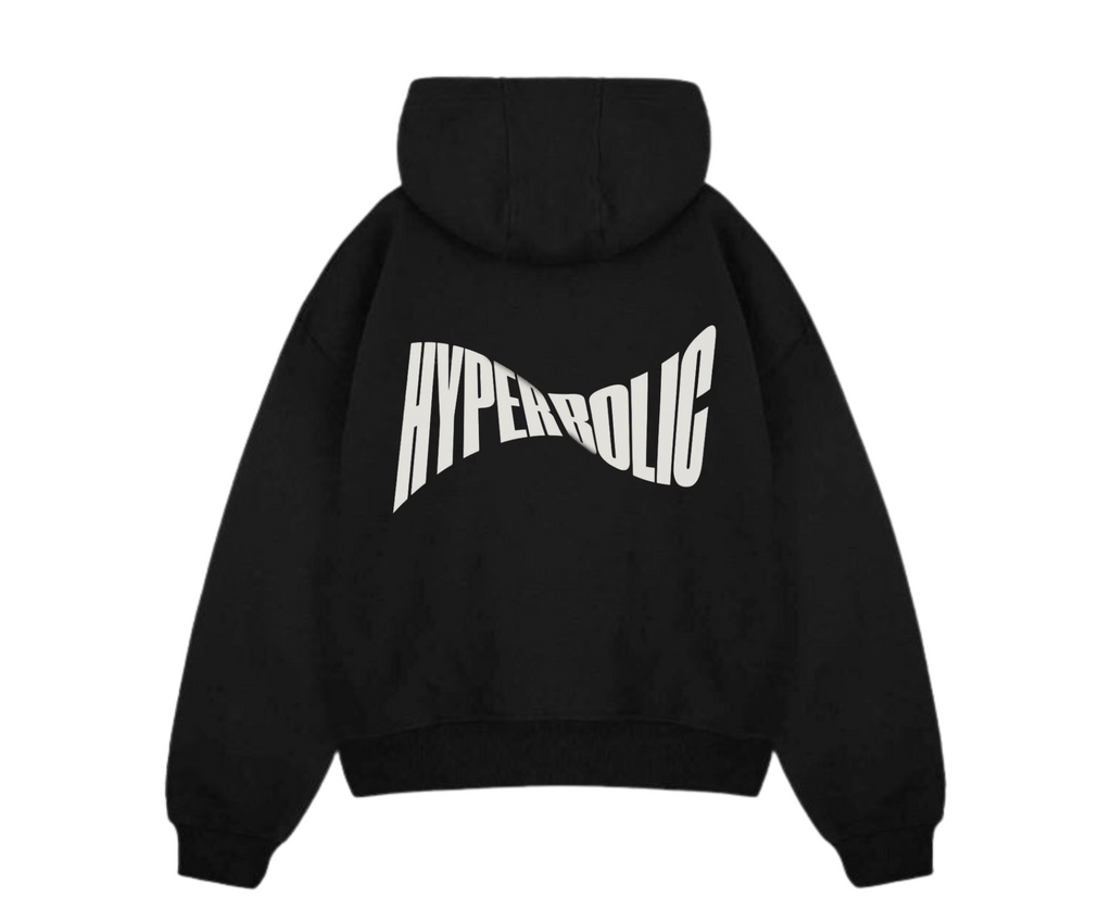 Stylish Black zipper: Hyperbolic Graphic & Minimal Zip Design