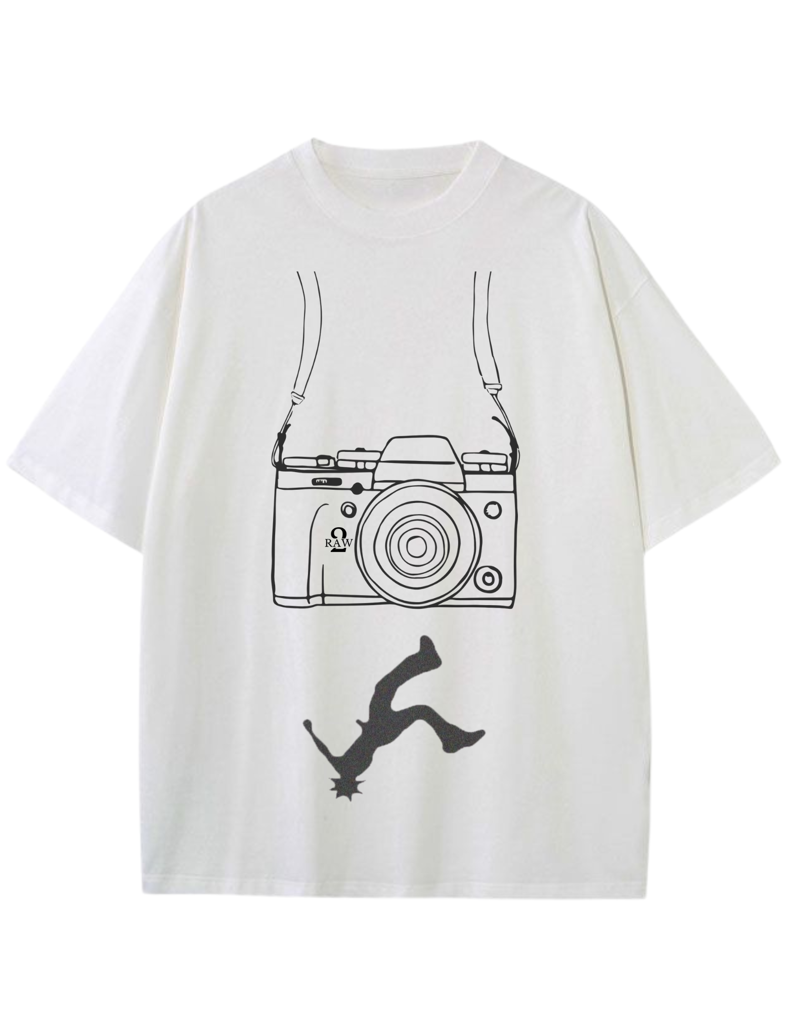 Minimalist Camera & Breakdancer Graphic Tee – White