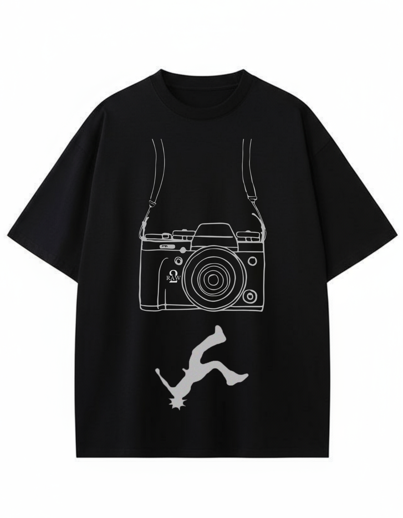 Minimalist Camera & Breakdancer Graphic Tee – White