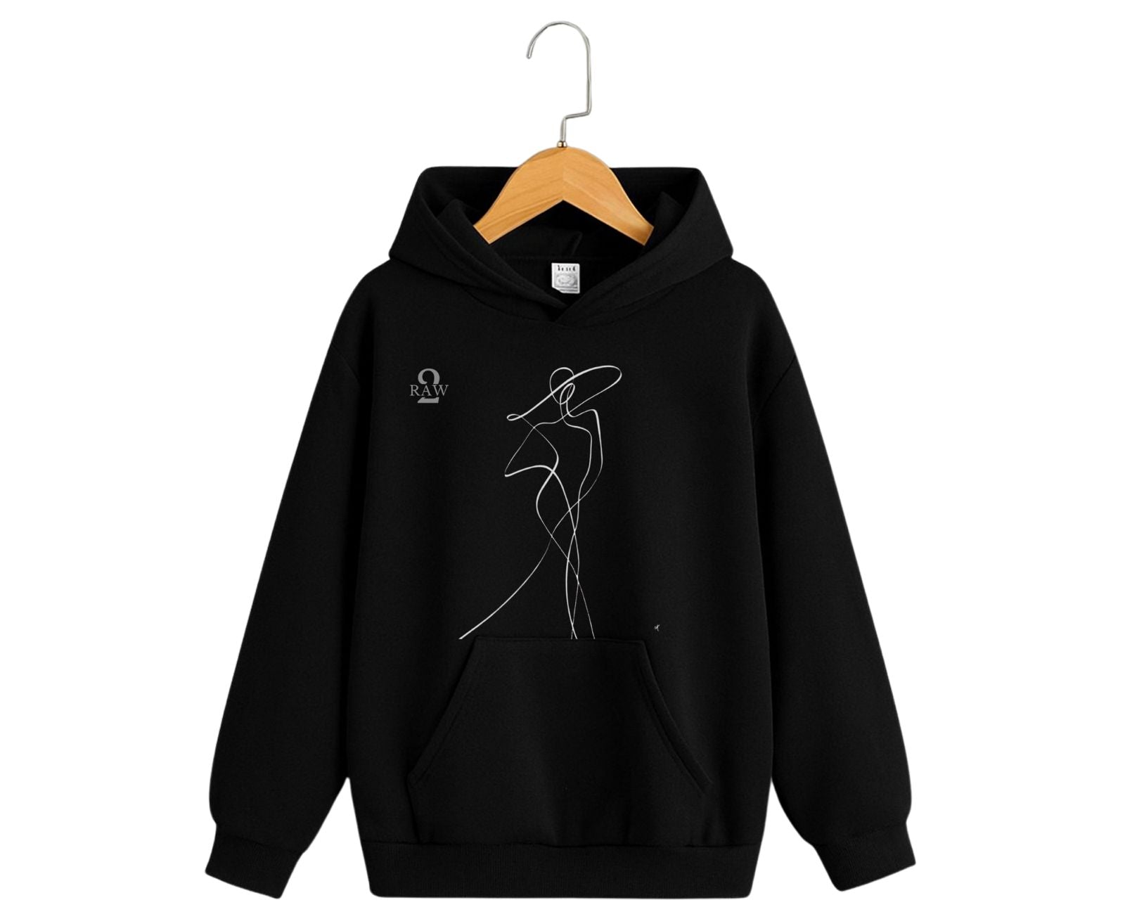 2RAW “Line Art Muse” Black Hoodie